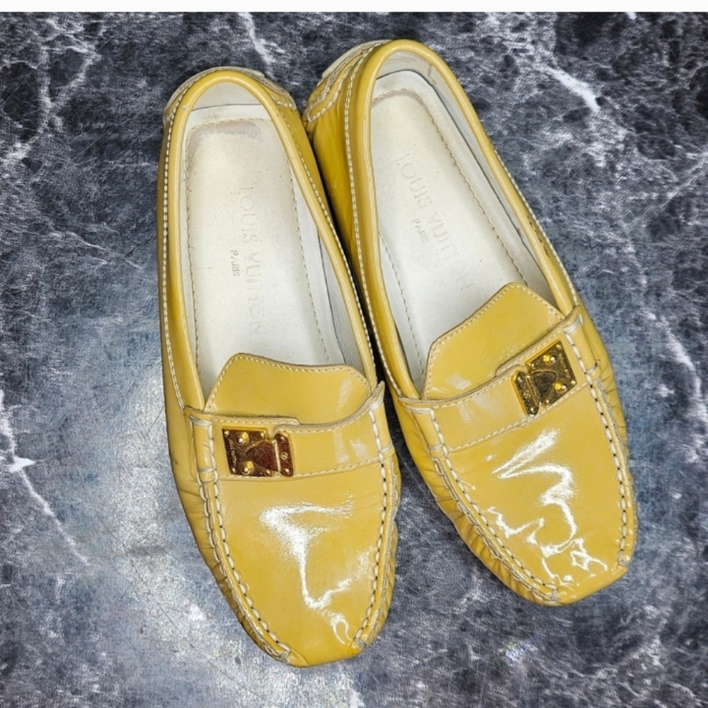 Lv yellow slip on woman shoes